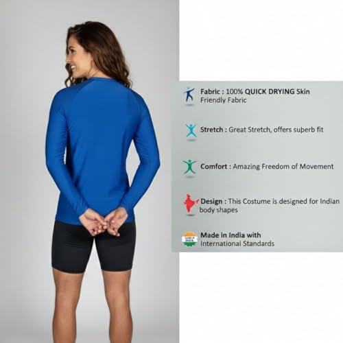 Image of Aqua Holic Swim Shorts & Full Sleeves Tshirt for Women