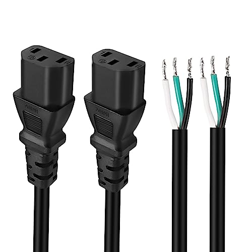 Cable alimentacion repuesto C13 de punta abierta para solucionar fallos en ordenadores 2 uds