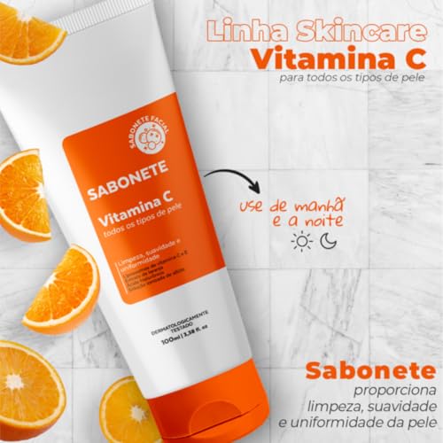 Kit Esfoliante Facial Skin Care Dermachem Gel Hidratante Facial Vitamina C Sabonete Vitamina C Esfol
