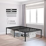 HENGMEI Metallbett Bettgestell 90x200 cm Schwarz, Bettrahmen Aus Metall Mit Lattenrost, Geräuschfrei, Hohe Stabilität, Minimalistisches Jugendbett Mit Stauraum Für Schlafzimmer