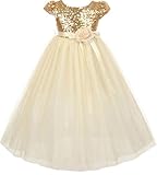 AkiDress Classic Baby Sequins Bodice Shinny Flower Girl Dress for Little Girl