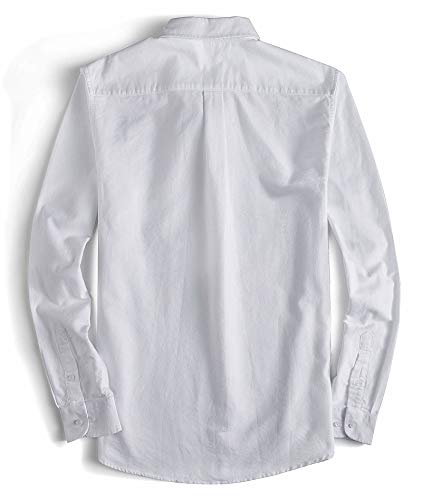 MUSE FATH Men's Oxford Dress Shirt-Cotton Casual Long Sleeve Shirt-Interview Dress Shirt-White-XXL — view 3