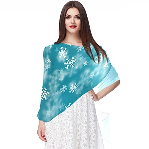 Écharpe abstraite bleue en mousseline de soie pour femme