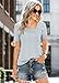 Soesdemo Womens Casual Blouses Striped Short Sleeve Lightweight Asymmetrical Neck Chic Tunic Tops Strip Blue Wihte L