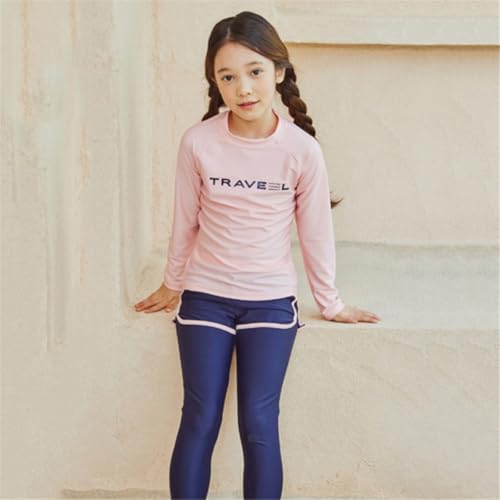 3 Pcs Youth Girls Long Sleeve Rash Guard Swimsuit UPF 50 Pants Sunsuit with Sun Protection Hat Bathing Suits3
