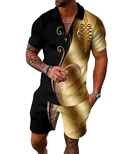 Ensemble polo et short homme pour les vacances d'été avec motif 3D chic