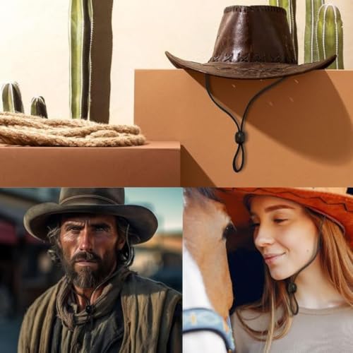 Image of Gamboa 100% Leather Hat Chin Strap for Men and Women Removable Hat Chin Cord for Cowboy and Sun Hats