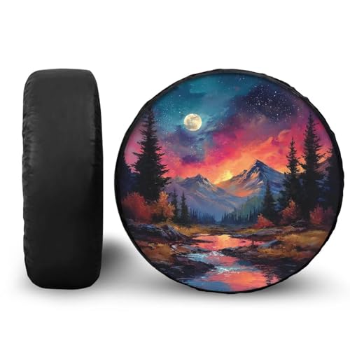 Image of Pensura Spare Tire Cover Scenery Printing Wheel Protectors Waterproof Dust-Proof Universal 14-19 Inch Wheel Camper Spare Tire Cover for Trailer SUV Truck Camper Travel