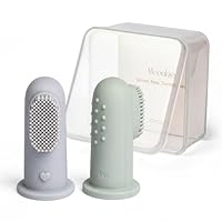 Moonkie Babyzahnbürste Fingerzahnbürste Mundreinigungsset für 3 Monate +, 2 Stück (Cloud/Mint)