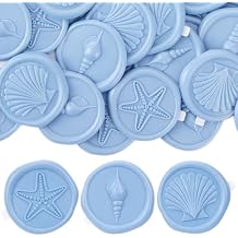 Blue Wax Seal Stickers - 60 Pcs Seashell Conch and Starfish Self-Adhesive Wedding Wax Seal Stickers for Envelope Invatations Baby Shower Birthday Party Gift Wrapping