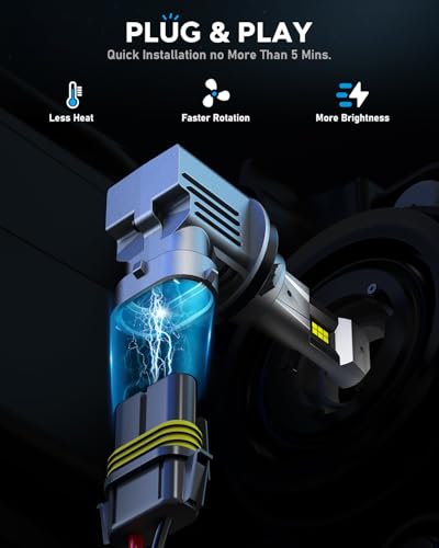 NOVSIGHT H11 9005 LED Light Bulbs - 60,000LM Brighter 6500K Cool White High and Low Beam Light Bulbs, 1:1 Design Plug and Play, Automotive H8 H9 HB3 Fog Lights Combo Kit