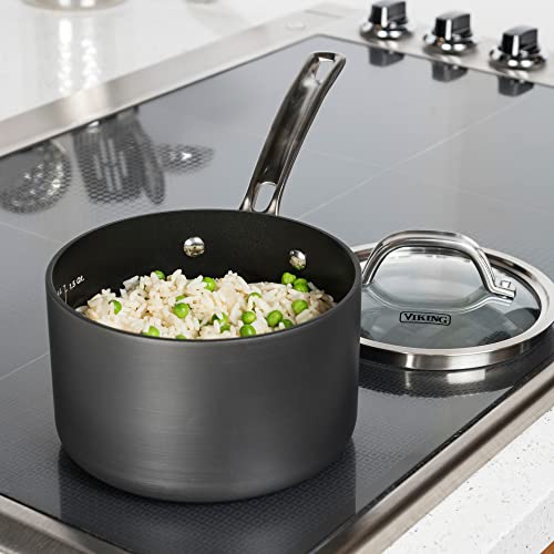 Viking Culinary Hard Anodized Nonstick 3-Ply Saucepan, 2 Quart, Includes Glass Lid, Interior Measurment Markings And Stay-Cool Handle, Dishwasher, Oven Safe #TOP2