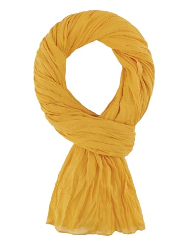 ALLEE DU FOULARD Bufanda Fular Pañuelo Estola Chal 100% Algodón – Amarillo Mostaza - Tamaño 200 X 110 CM – Mujer y Hombre - Cómodo y Ligero