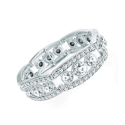 AmberJewellery Bracelet élastique avec Cristaux Argenté Brillant 1,5 cm Cover