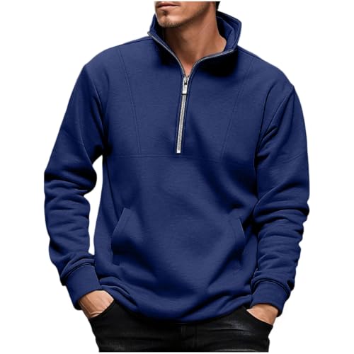 Sudadera para hombre con media cremallera y cuello alto en estilo clásico y corte holgado