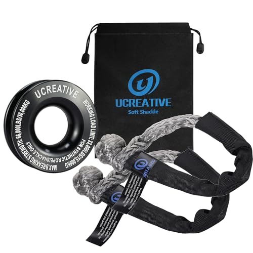 Ucreative Recovery Ring & Soft Shackles for Winch Rope Kit