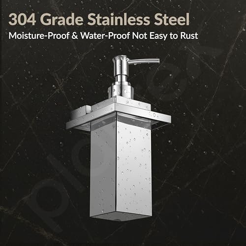 Image of Plantex 304 Grade Stainless Steel Liquid Soap Dispenser /Shampoo /Handwash Dispenser for Washbasin /Bathroom Accessories - (Tesla, Chrome)
