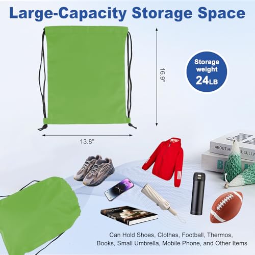Image of 2-Pack Waterproof Drawstring Backpacks, Soccer-Texture Oxford Fabric, 16.9 inch x 13.8 inch, Lightweight 0.19 lb Each, No Eyelets, Gym & Marathon Gear Sacks(Green)