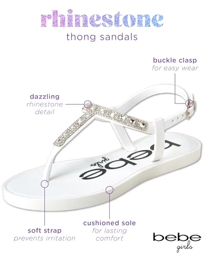 bebe Girls Sandals - 1 Pack or 2 Pack Open Toe Summer Dress Flat Thong Girls T Strap Sandals with Ankle Strap for Little Kids2