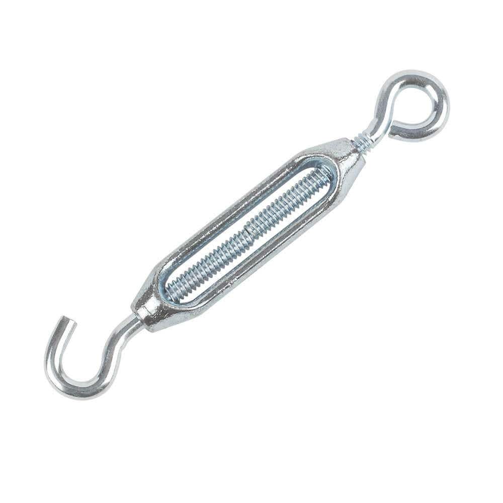 Hiatt Hardware Solutions - Turnbuckle Wire Tensioner - Hook & Eye Rope Cable Tension Set for Chain, Rope & Fence Wire - M3 (3/16") - Zinc Plated - Pack 1