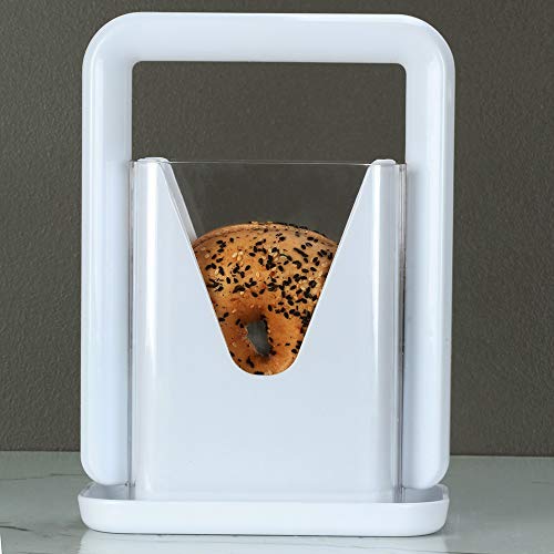 Bagel Slicer Bagel Guillotine Bagel Cutter Bagel Knife Kitchen Knife Safe Grip Safety Shield Stainless Steel Blade Grey Color