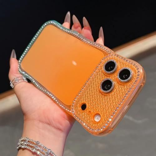 RNOZX For iPhone 16 Plus�p �O���b�^�[�O���f�[�V�����E�F�[�u�{�[�_�[�P�[�X �J�����v���e�N�^�[ �����J�o�[�iFor iPhone 16 Plus�p/�I�����W�O���[���j