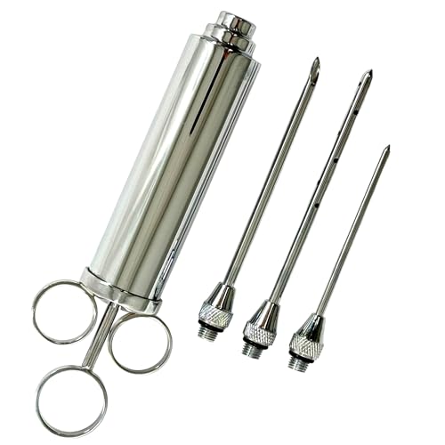 2 Oz Meat Tenderizer Syringe Set with 3 Injecting Needles | Meat Marinade Injection Syringe | Stainless Steel