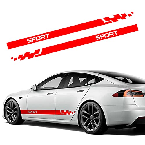 Image of QianBao Auto Racing Body Door Side Stripe Graphic Vinyl Sticker Style 10 Red