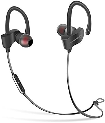 mosafe Wireless Bluetooth Headset, in-Ear Sport Sweatproof Noise Reduction Handsfree Headphone Earphone Earbuds with Microphone for Smart Phones Running Outdoors (Black)