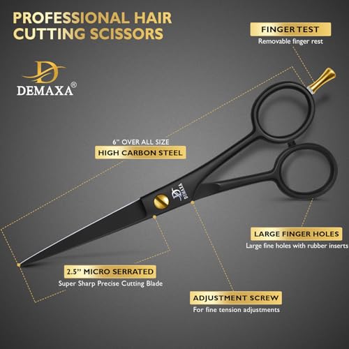 Image of Hair Scissors Professional 6.5 Inch with Hair Comb - Premium High Carbon Stainless Steel Barber Salon Hair Shears for Haircut Scissors - Ergonomic Design Super-Sharp Hair Cutting Shears for woman