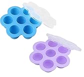 Egg Bite Silicone Mold - For 5,6,8 qt Instant Pot and other Pressure Cookers, Reusable Food Container for Storage with Lid (Blue and Purple)