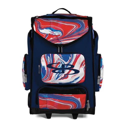 Boombah Ultrapack Hybrid Rolling Bat Bag - Wheeled & Backpack Version - Flow 2 Navy/Red/White