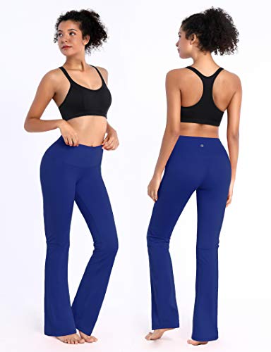 BUBBLELIME 29"/31"/33"/35"/37" 4 Styles Women's High Waist Bootcut Yoga Pants - Basic Nylon_Royal Blue XL-29 Inseam