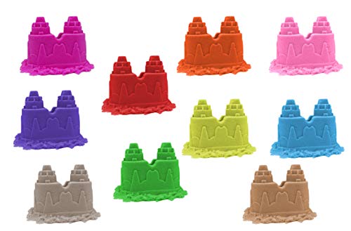 Dynamic Play Sand Art [10 Pack] Arts And Crafts For Kids | Multi Color Combo Kit Play Sand With Castle Molds Containers | Stress Relief Toys For Kids And Adults | Party Favors #TOP3
