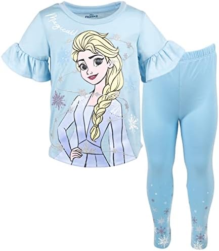 Disney Princess Girls' 2-Piece T-Shirt and Leggings Set Toddler to Big Kid