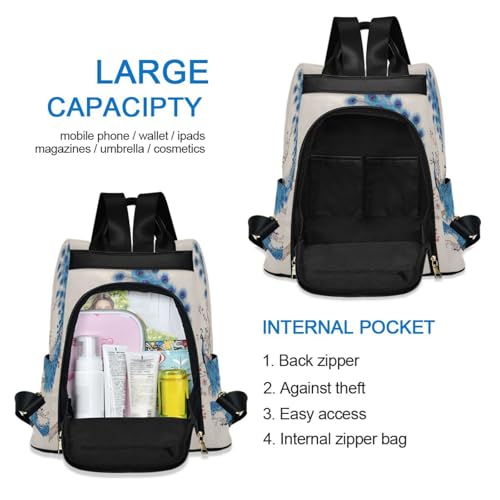 Image of ALAZA Peacock in An Ancient Style Backpack Purse for Women Anti Theft Fashion Back Pack Shoulder Bag