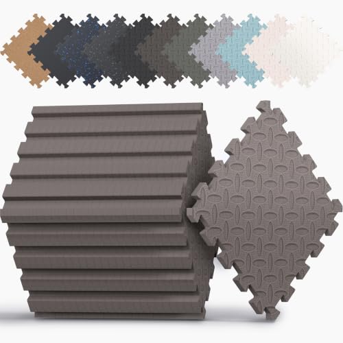 AIRHOP 18 PCS Gym Floor Mat, EVA Foam Puzzle Gym Mat, High-Density Interlocking Foam Floor Tiles for Home Gym, Play Workout Garage Kitchen Flooring 12.6"x12.6"x0.4"
