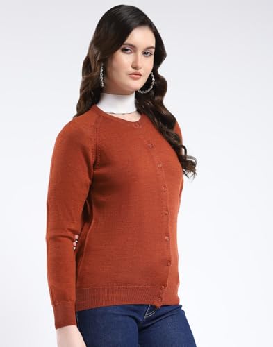 Image of Monte Carlo Women Regular Fit Full Sleeve Solid Round Neck Winter Cardigan (Pack of 1)