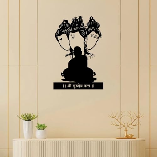 Image of Artrooms Shree Swami Samarth Metal Wall Art | Wall Decoration & Wall Hanging | 17x25 Inch | Matte Black Finish | Spiritual, Temple, Home & Office Decor