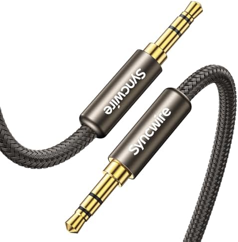 SYNCWIRE 3.5mm Nylon Braided Aux Cable, Audio Auxiliary Input Adapter Male to Male Cord for Headphones, Car, Home Stereos, Speaker, iPhone, iPad, iPod, Echo & More - 1.64ft/0.5m, Gold Brown
