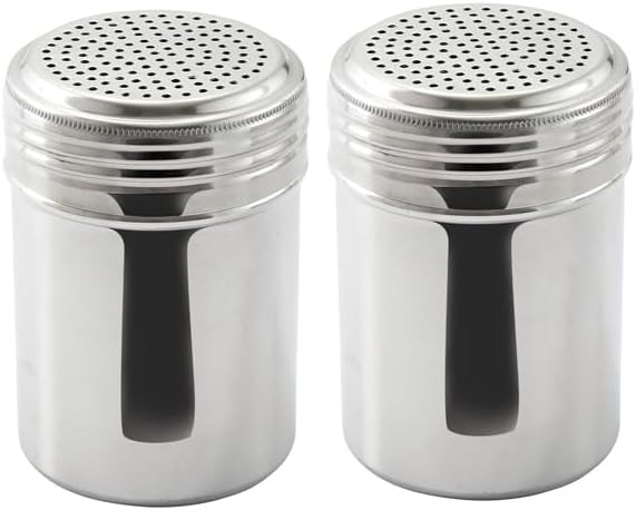 Great Credentials© Stainless Steel Versatile Dredge Shaker, Salt, Sugar, Shakers 10 Oz. Each Set of 2 (Without Handle)