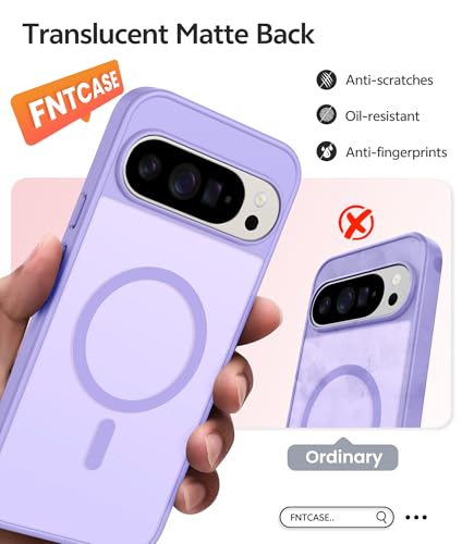 Image of FNTCASE for Google Pixel 10 Pro Case: for Pixel 10 Case [Fit for Magsafe] Translucent Matte Cases with [Screen Protector] Military Grade Shockproof Protective Magnetic Phone Cover (6.3inch - Purple)
