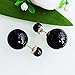 Navachi 18k Gold Plated Double Sided Black Faux Pearl Beads Womens Fashion Elegant Candy Stud Az2712e Earrings