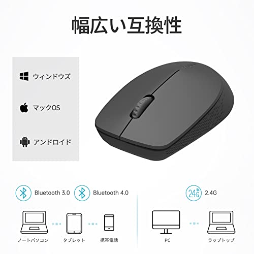 Rapoo Bluetooth 2.4G Wireless Mouse, 2 Bluetooth Channels With 1 Usb Receiver Noiseless Mouse, Connect Up To 3 Devices, Portable Computer Mice For Pc, Tablet, Laptop-Black #TOP5