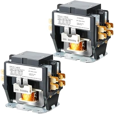 Dreyoo 2 Pack Carrier HVAC Motor Contactor, 24VAC 40 Amp Coil 2 Pole Replacement Relays Compatible with PC240A, Air Conditioner, Heat Pump, Refrigeration Systems (2 Pole 40A 24V)
