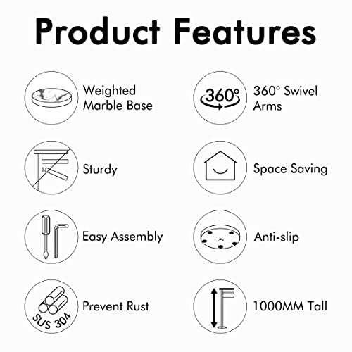 Kes Towel Racks For Bathroom, 40-Inch Swivel Arms Standing 3 Bath Towel Racks With Weighted Marble Base, Sus304 Stainless Steel Brushed Finish, Bth219-2 #TOP7