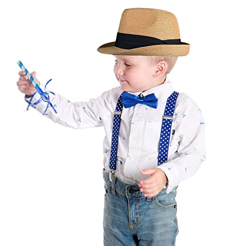 Kids Fedora-Sun-Hat Short Brim Trilby Summer Beach Straw Hat for Boys Girls (for 3-5Y, 5-7Y)4