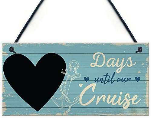 RED OCEAN Holiday Countdown CHALKBOARD Sign Days Until Our Cruise Home Decor