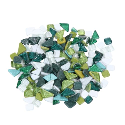 GARIOUANS Piedras de Mosaico Irregulares con Purpurina para Manualidades DIY Cristal Resistente al Calor y Humedad Verde y Blanco Material Seguro y Duradero para Decoración