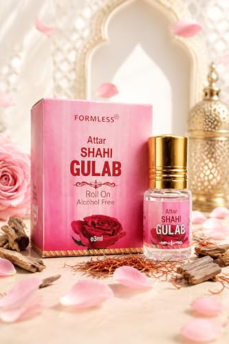 Image of Formless Shahi Gulab 3ml Attar Unisex - Premium Rose Fragrance Oil, Long Lasting Alcohol-Free Perfume, Pocket Size Roll-On, Natural Floral Scent, Travel Friendly Daily Wear & Special Occasion Use